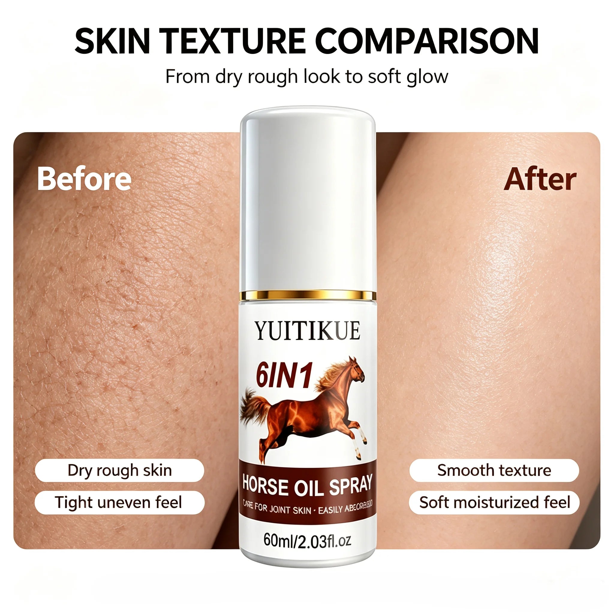 YUITIKUE 6 in 1 Horse Oil Spray Moisturizing Body and Joint Skin Care - 3