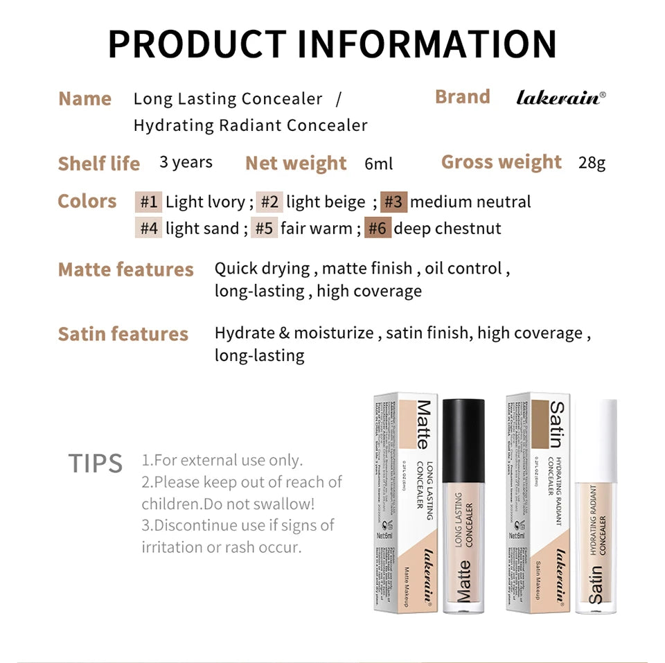 Full Coverage Matte Liquid Concealer for All Skin Types - 15