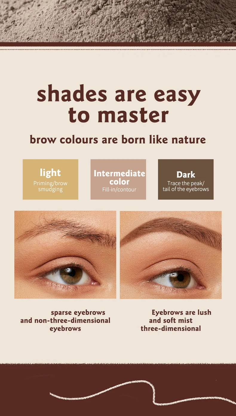 O'CHEAL Three Color Eyebrow Powder Waterproof Makeup Palette - 8