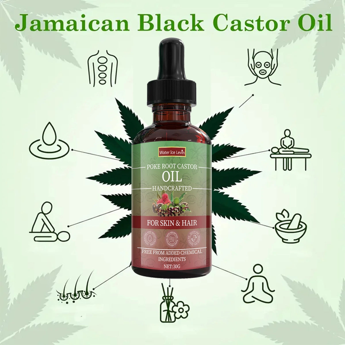 Poke Root Castor Oil Natural Moisturizing Serum for Skin and Hair