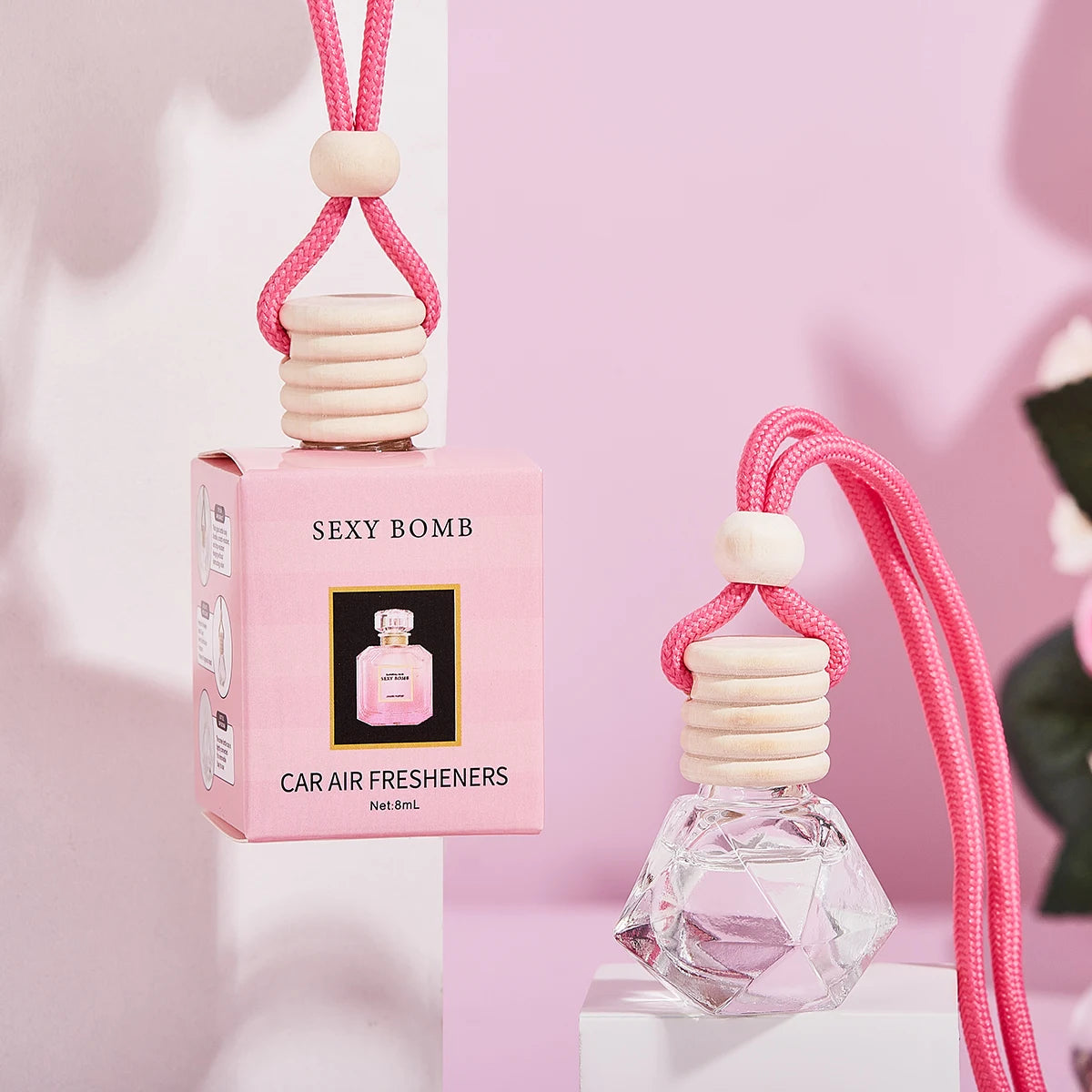 Pink Car Air Freshener Hanging Perfume Diffuser Set 4 Pack - 3