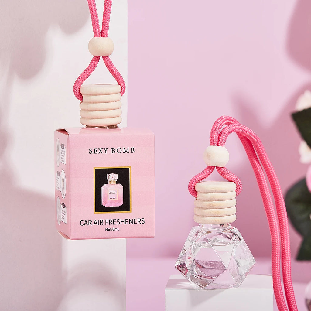 Pink Car Air Freshener Hanging Perfume Diffuser Set 4 Pack