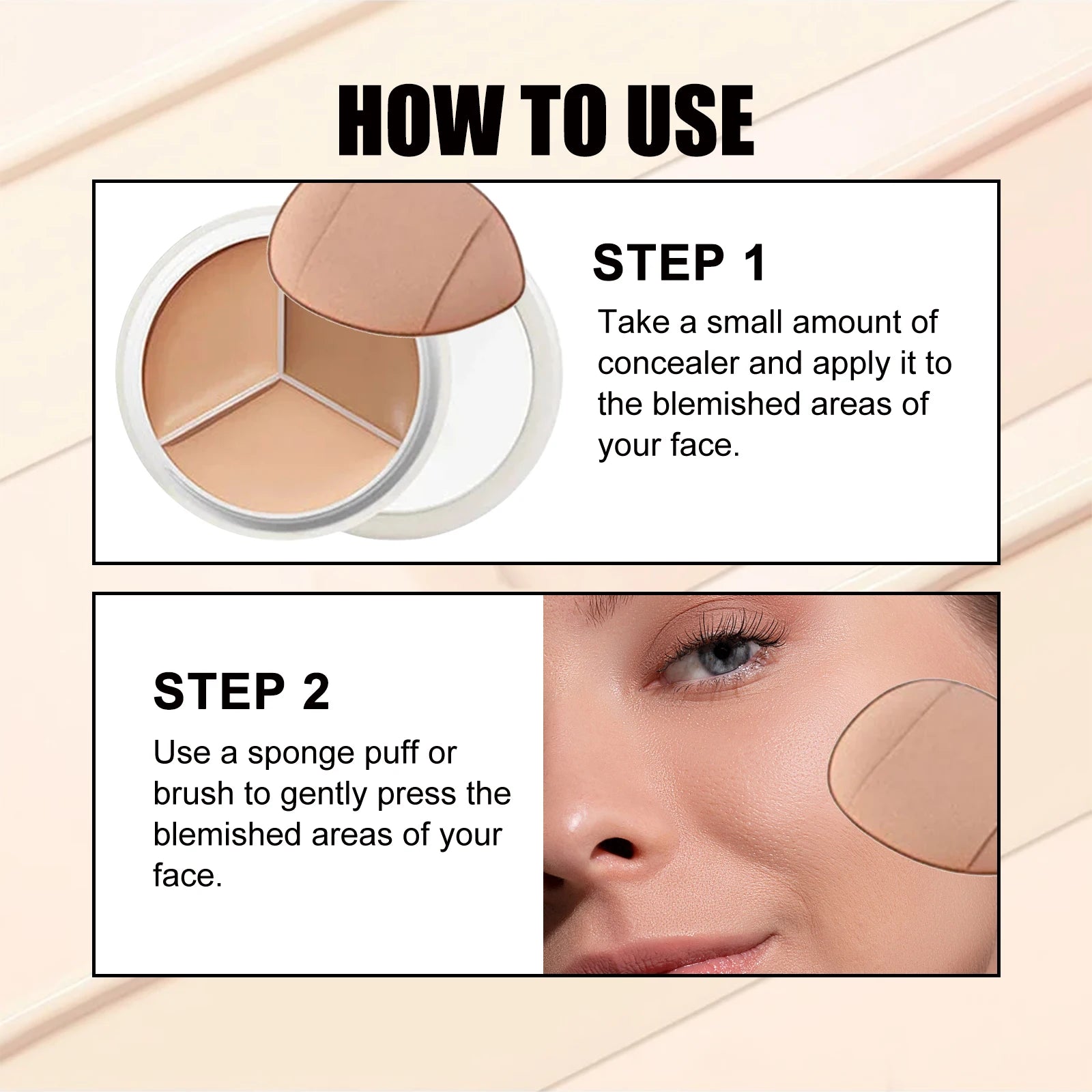 3-Color Cream Concealer Palette for Flawless Coverage - 12