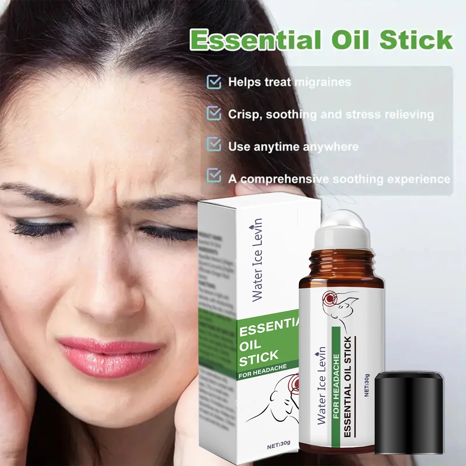 Natural Ginger Headache Relief Roll On Portable Aromatherapy Stick - 2