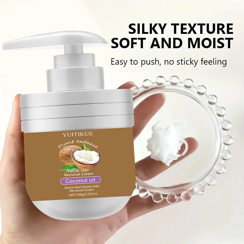 Facial Hair Removal Cream Gentle Coconut Oil Depilatory for Smooth Skin