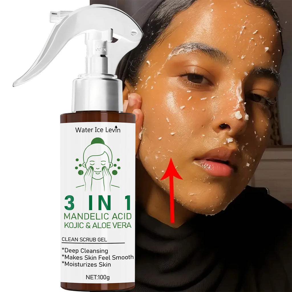 3 in 1 Mandelic and Kojic Acid Face Scrub Gel Exfoliating Cleanser