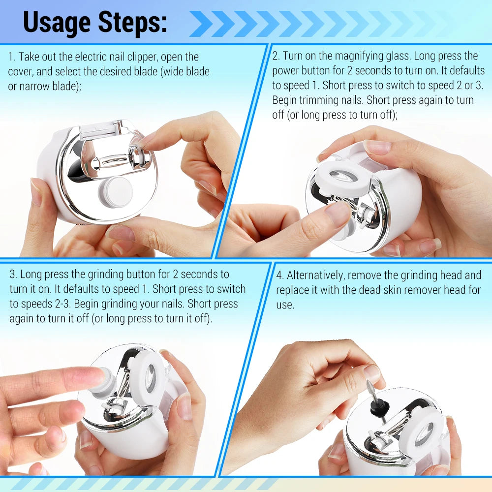 Electric Nail Clipper with LED Magnifier for Seniors and Kids - 9