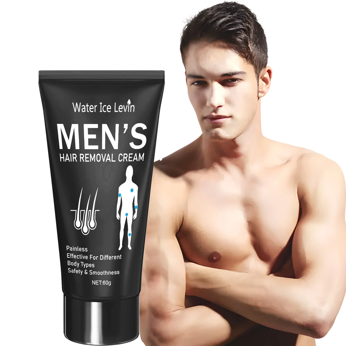 Water Ice Levin Painless Hair Removal Cream for Men 60g