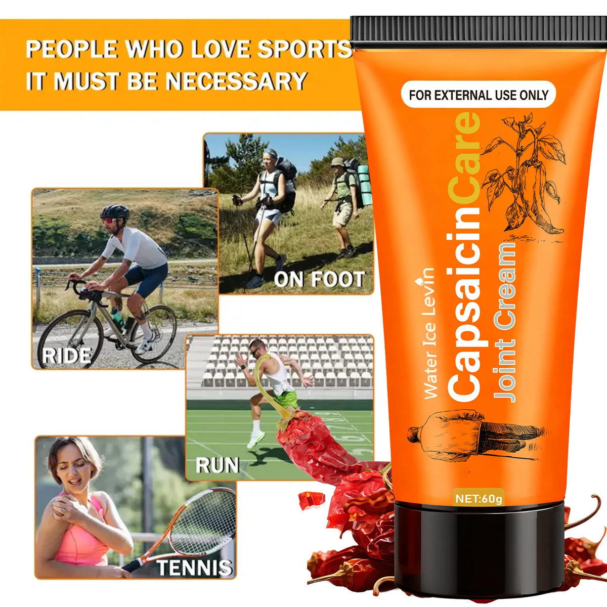 Capsaicin Joint Relief Cream Glucosamine Vitamin C Body Moisturizer