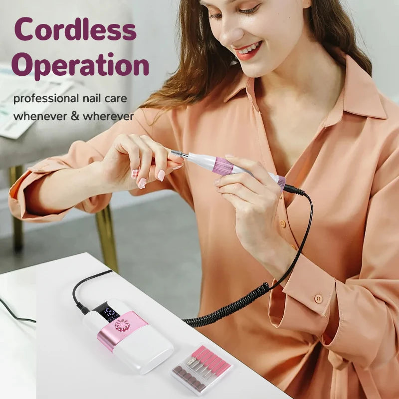 Portable Rechargeable Electric Nail Drill for Manicure and Pedicure