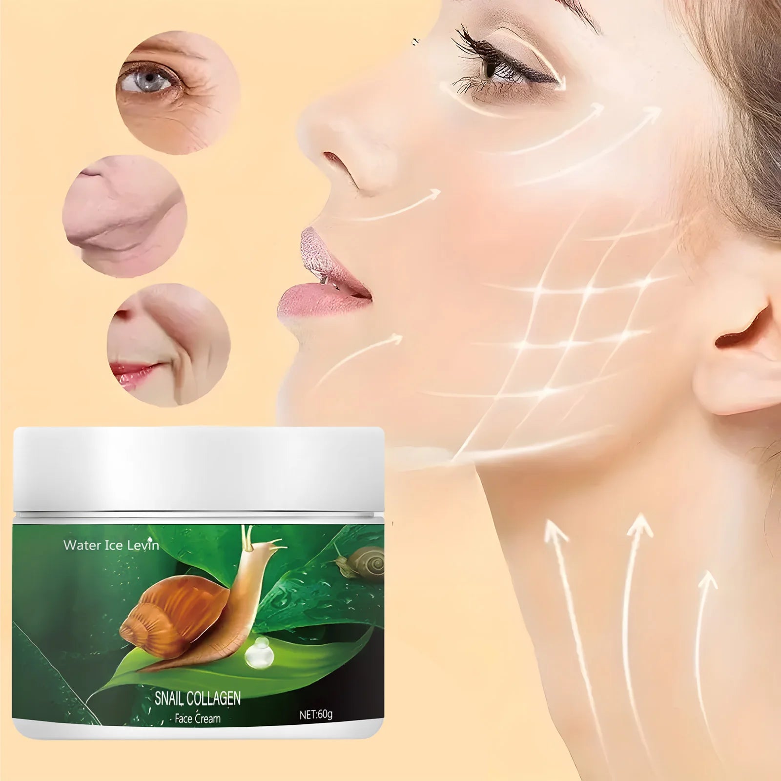 Water Ice Levin Snail Collagen Face Cream Anti-Aging Moisturizer - 4
