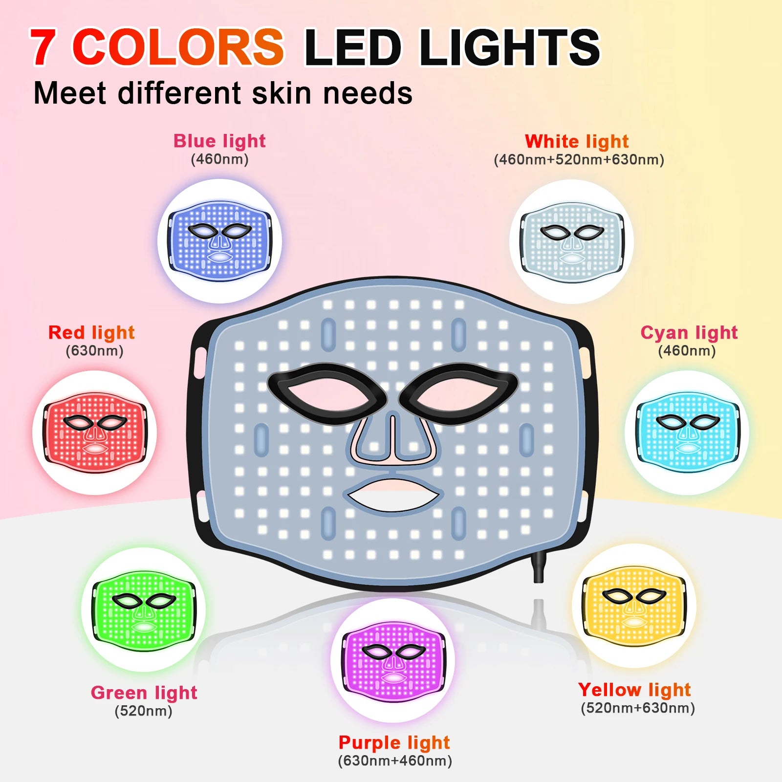 7-Color LED Silicone Facial Mask for Skin Rejuvenation - 3