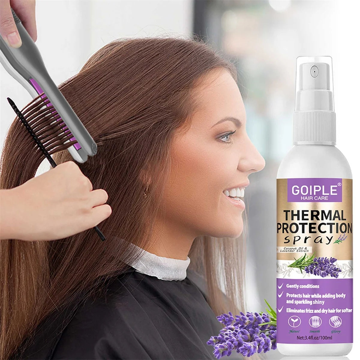Goiple Lavender Curl Hair Care Set Leave In Conditioner Heat Protectant