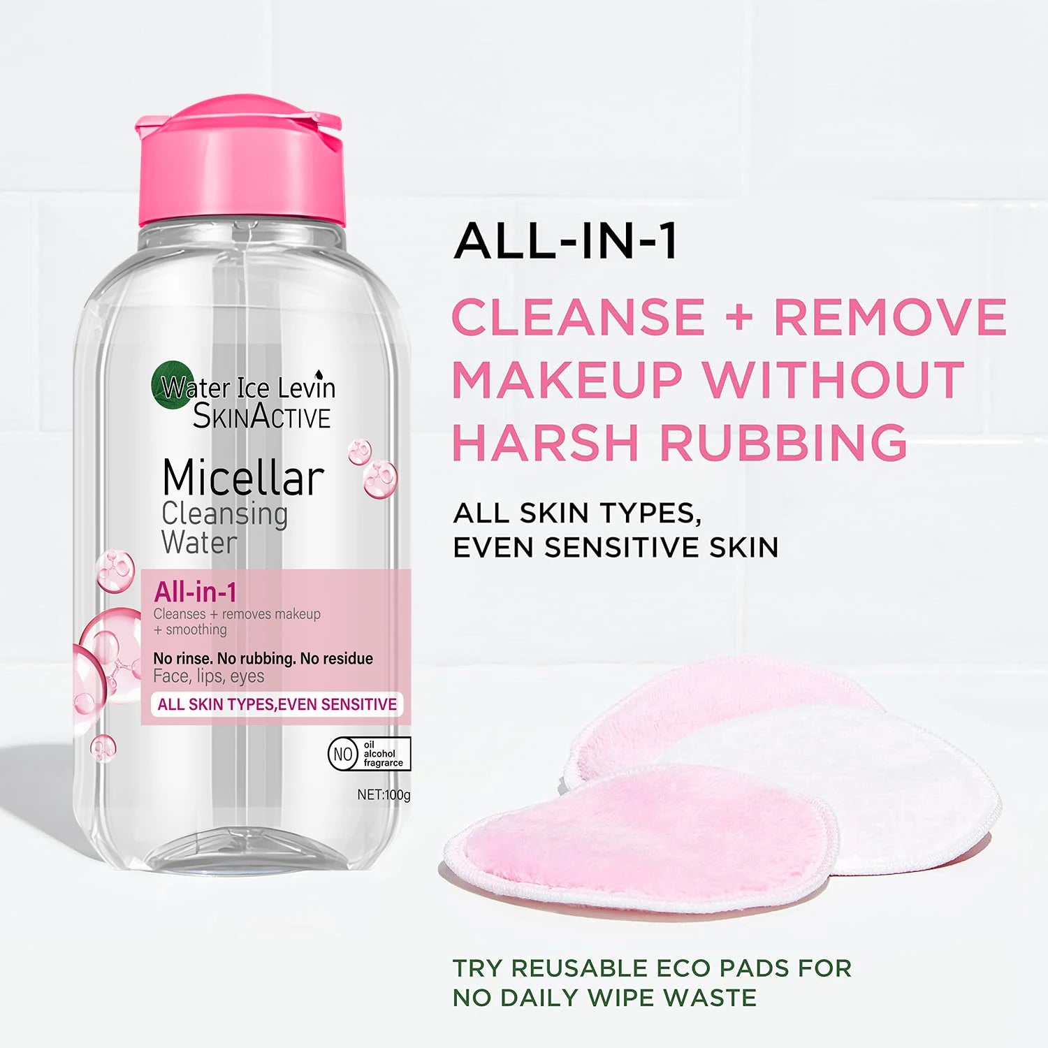 Water Ice Levin Micellar Water All in 1 Makeup Remover and Face Cleanser - 2