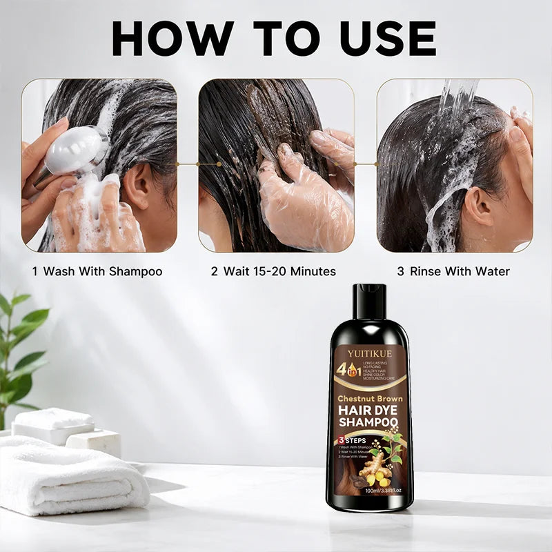 Chestnut Brown Ginger Hair Dye Shampoo 100ml