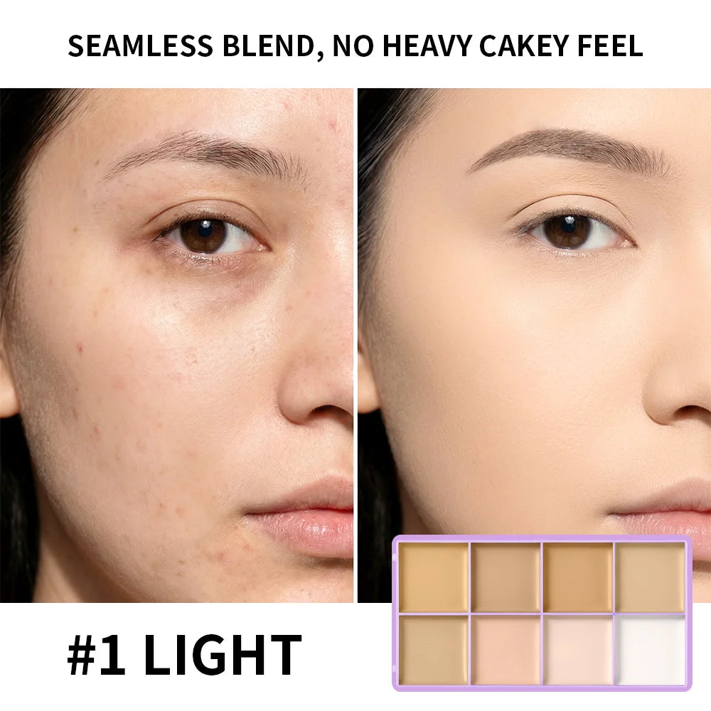 8-Shade Cream Concealer Palette for Face Contouring and Highlighting - 13
