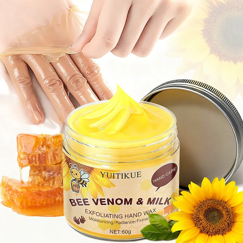 YUITIKUE Bee Venom Milk Hand Wax Exfoliating Mask for Smooth Skin - 1