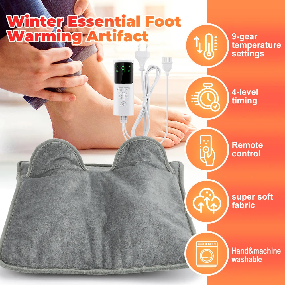Electric Heated Foot Warmer with Adjustable Temperature and Timer - 8