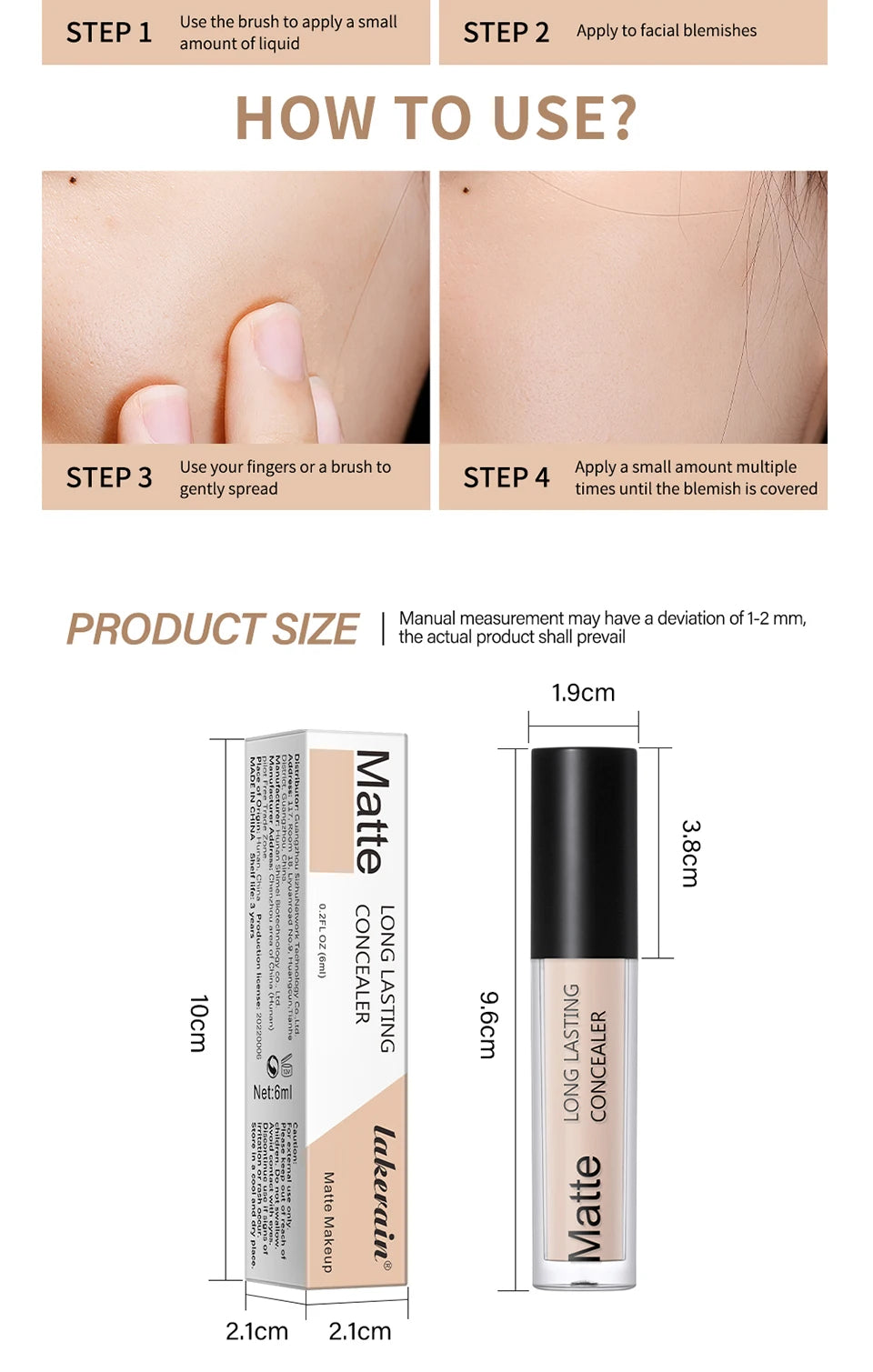 Full Coverage Matte Liquid Concealer for All Skin Types - 14