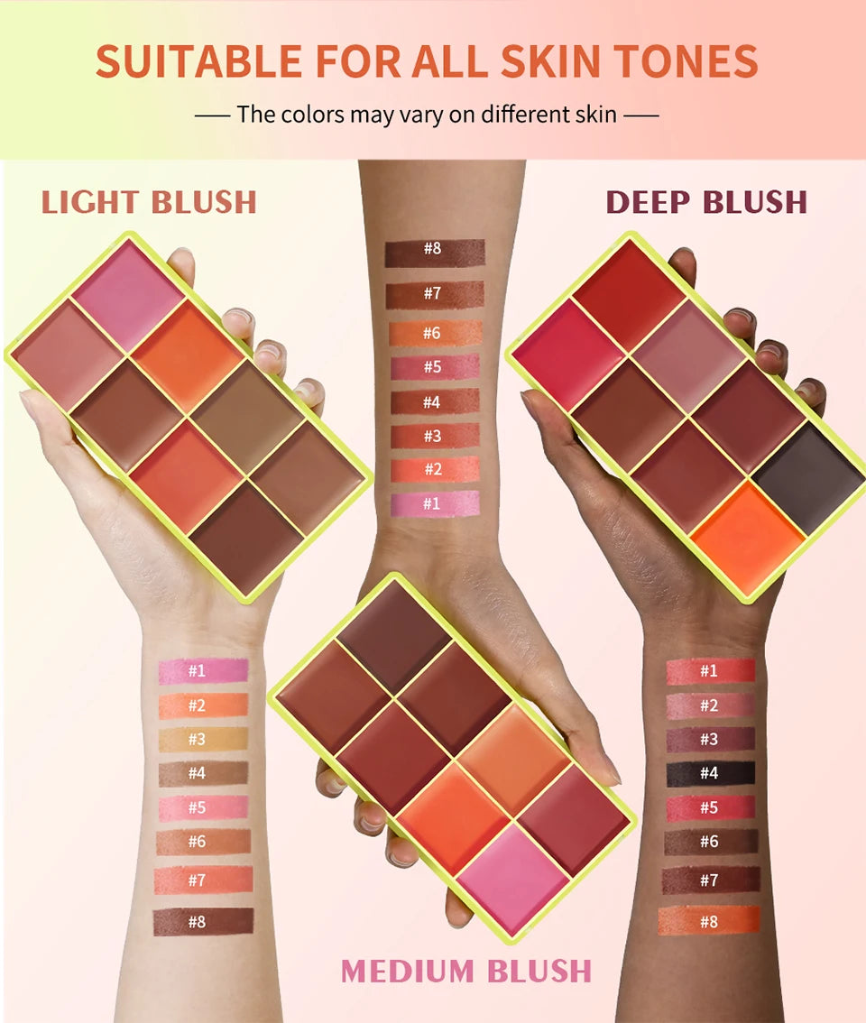 8-Color Cream Blush and Contour Palette - 12