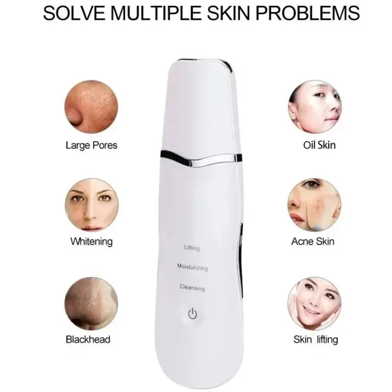 Ultrasonic Facial Skin Scrubber and Deep Pore Cleansing Spatula