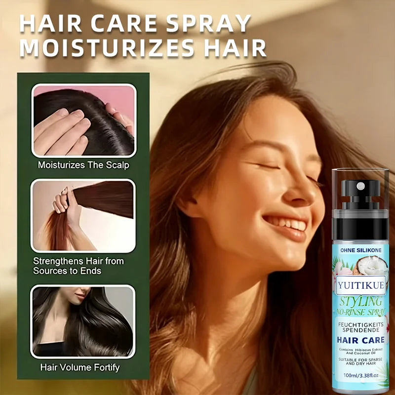 No-Rinse Hair Styling Spray with Coconut Oil and Hibiscus Extract 100ml - 4