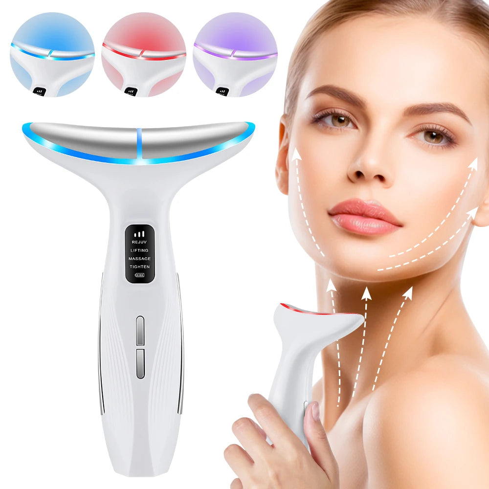 LED Facial and Neck Skin Tightening Massage Device - 1
