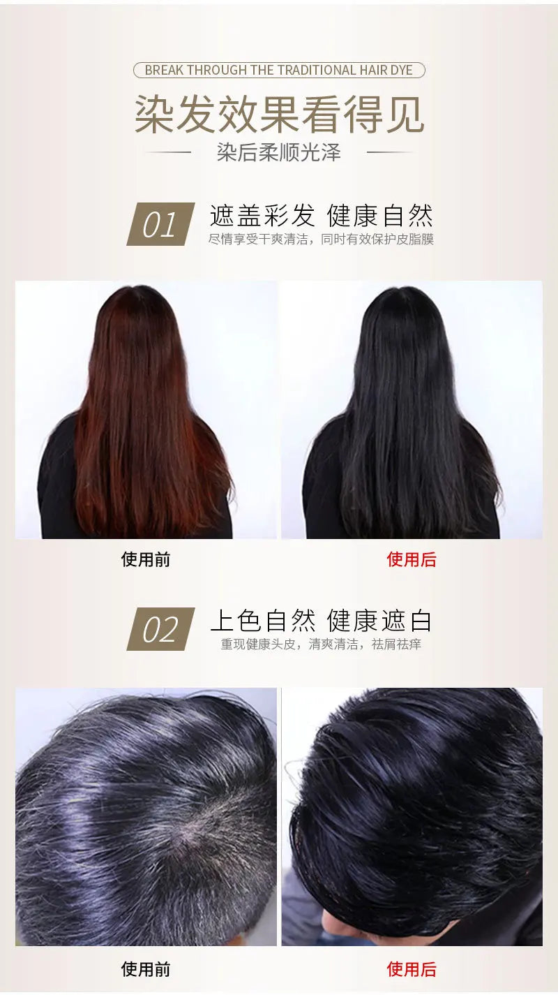 Organic Ginger Hair Blackening Shampoo 500ml Permanent Color Dye