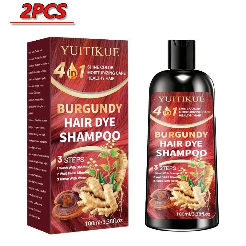 7 in 1 Burgundy Hair Dye Shampoo Natural Herbal Moisturizing 100ml