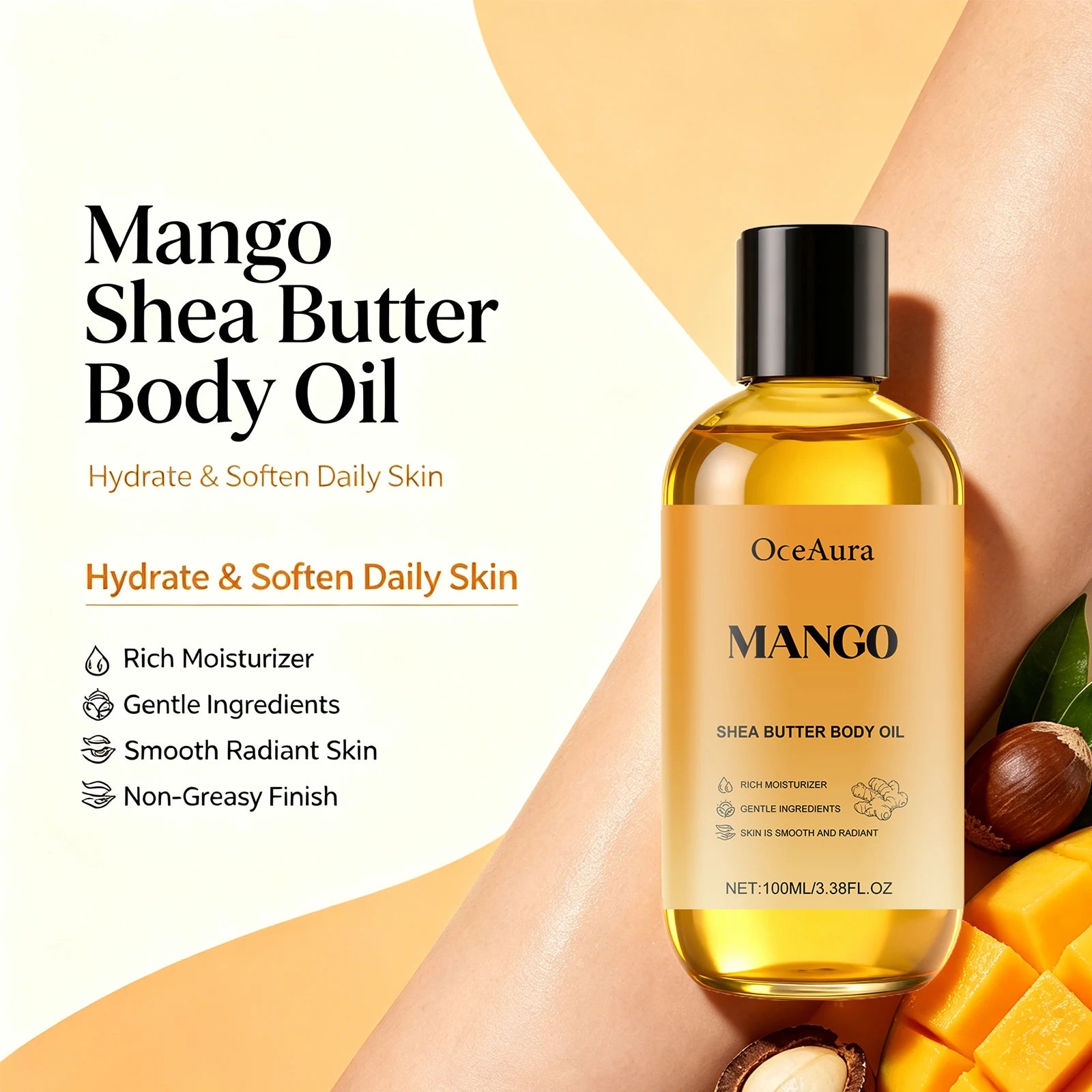 Mango Shea Butter Moisturizing Body Oil for Dry Skin - 5