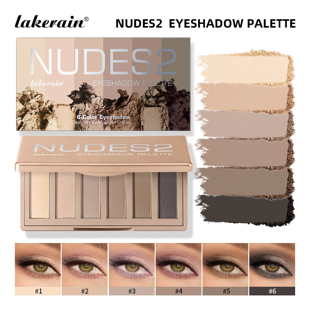 6-Color Nude Eyeshadow Palette for Daily and Evening Makeup