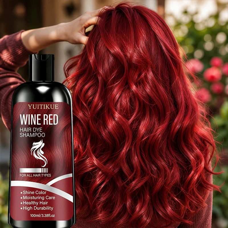 100ml Wine Red Hair Dye Shampoo Moisturizing Color Lock - 2