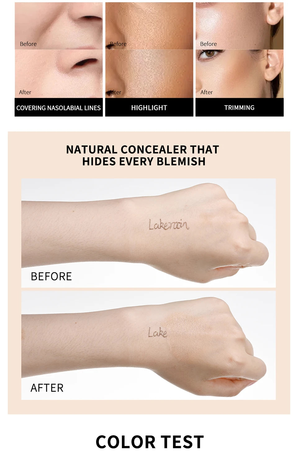 Full Coverage Matte Liquid Concealer for All Skin Types