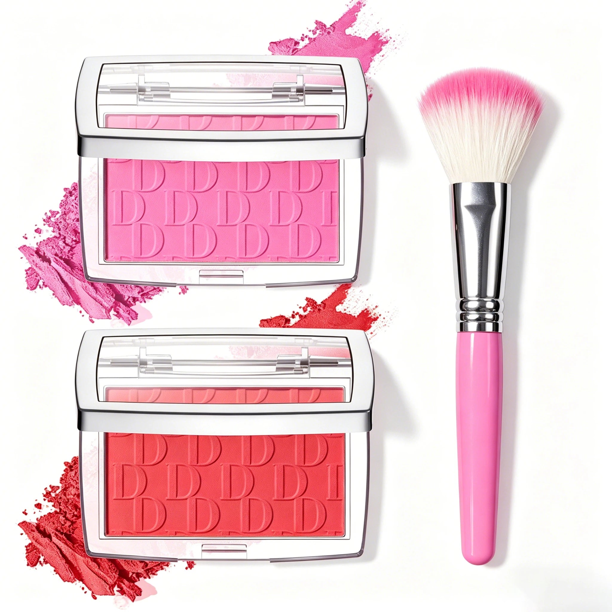Embossed Matte Blush Palette with Makeup Brush - 1