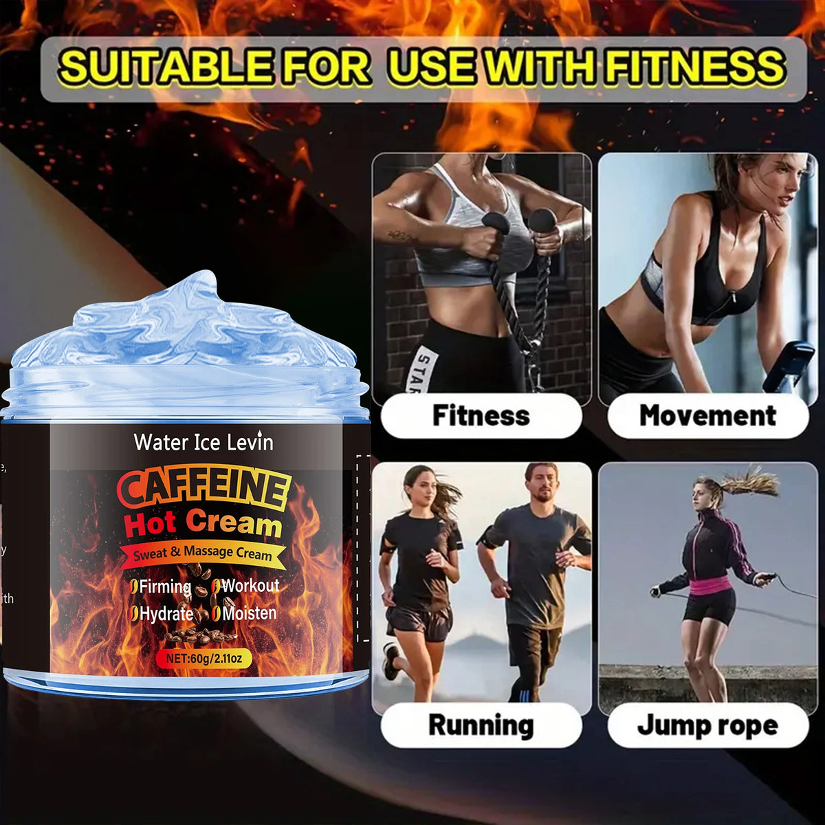 Caffeine Hot Cream Firming Body Moisturizer for Workout and Massage