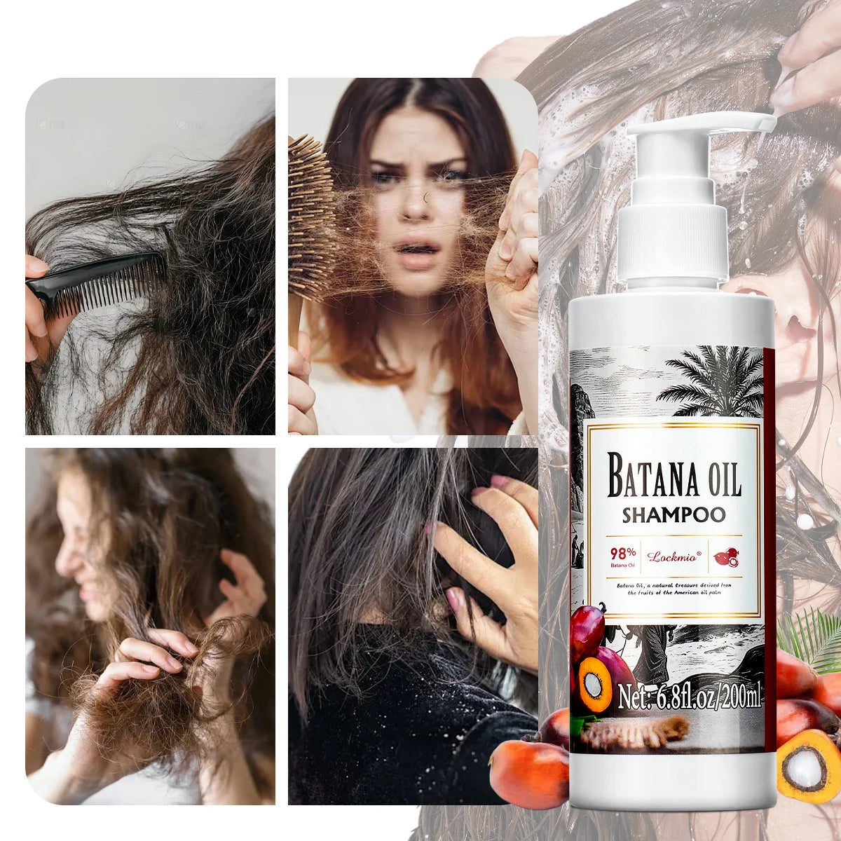 Batana Oil Shampoo Deep Cleansing Moisturizing Hair Growth Treatment - 9