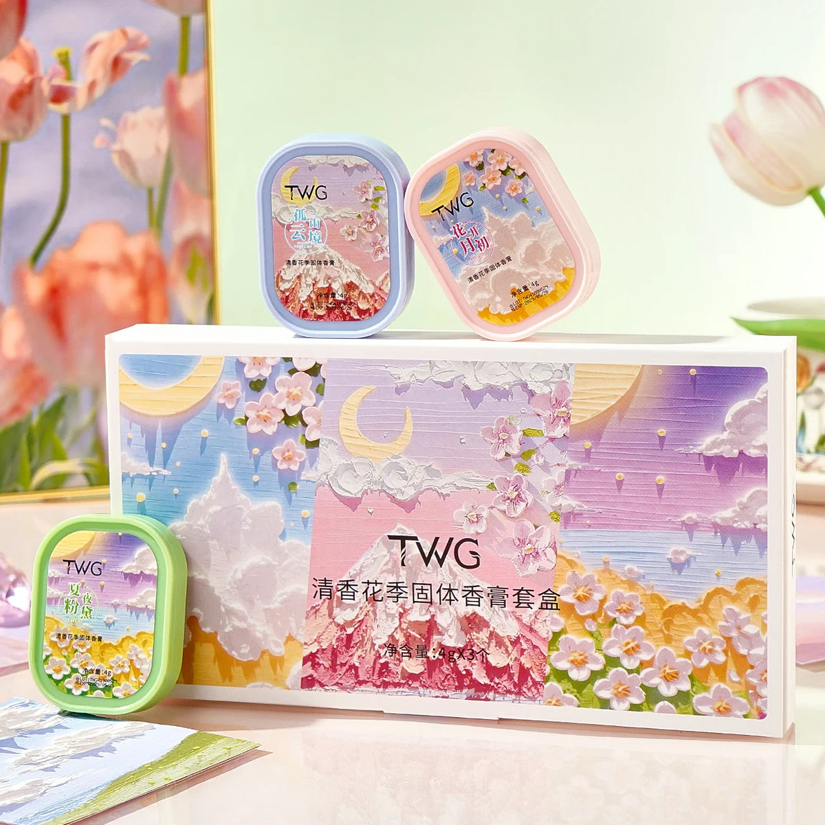 TWG Flower Season Solid Fragrance Set 3pc Portable Perfume Balm