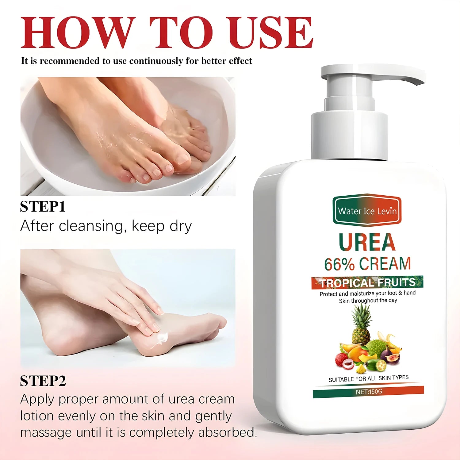 Urea 66% Intensive Moisturizing Cream for Hands Feet Elbows and Knees - 3