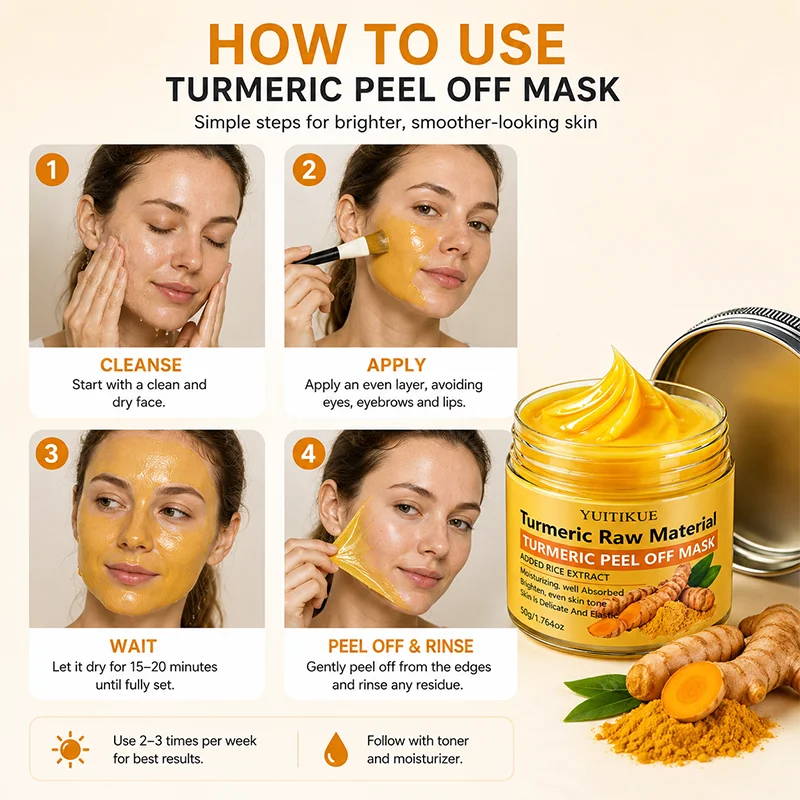 YUITIKUE Turmeric Rice Extract Peel Off Mask Brightening Facial Treatment - 12