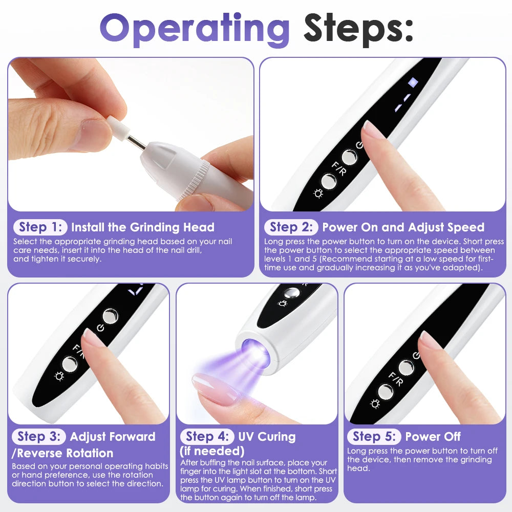 2-in-1 Electric Nail Drill and UV Curing Lamp Kit - 15