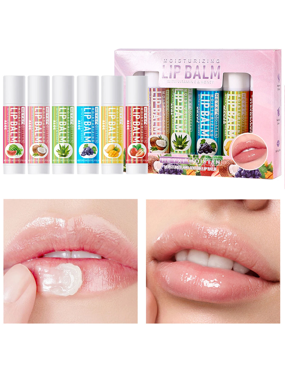 6pcs Fruit Flavor Moisturizing Lip Balm Set Assorted Berry Lip Care