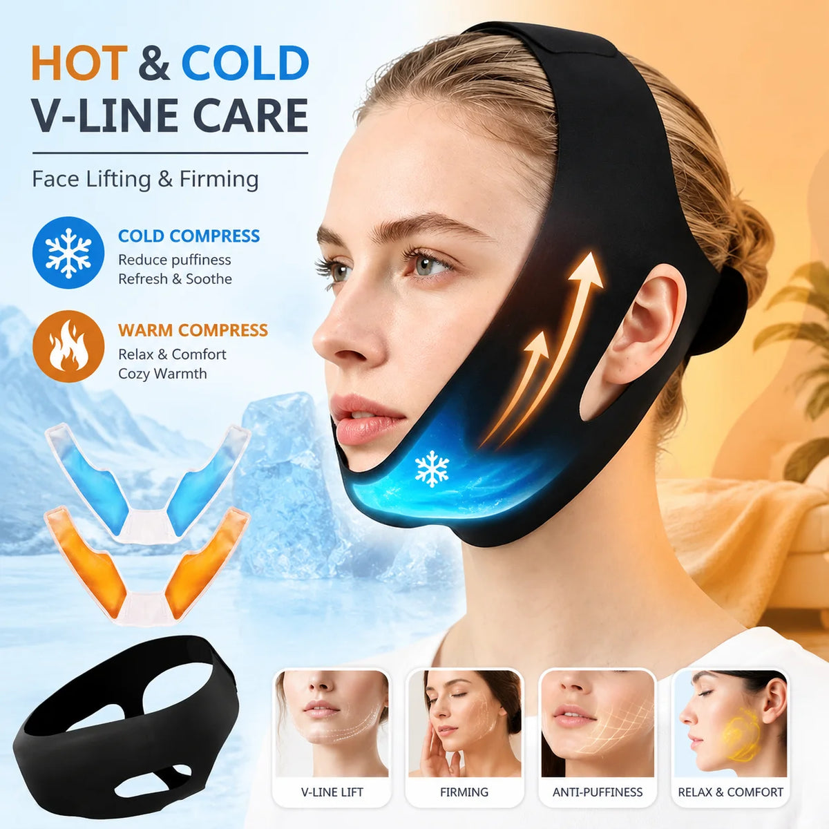 Hot and Cold Gel V-Line Facial Lifting and Slimming Bandage