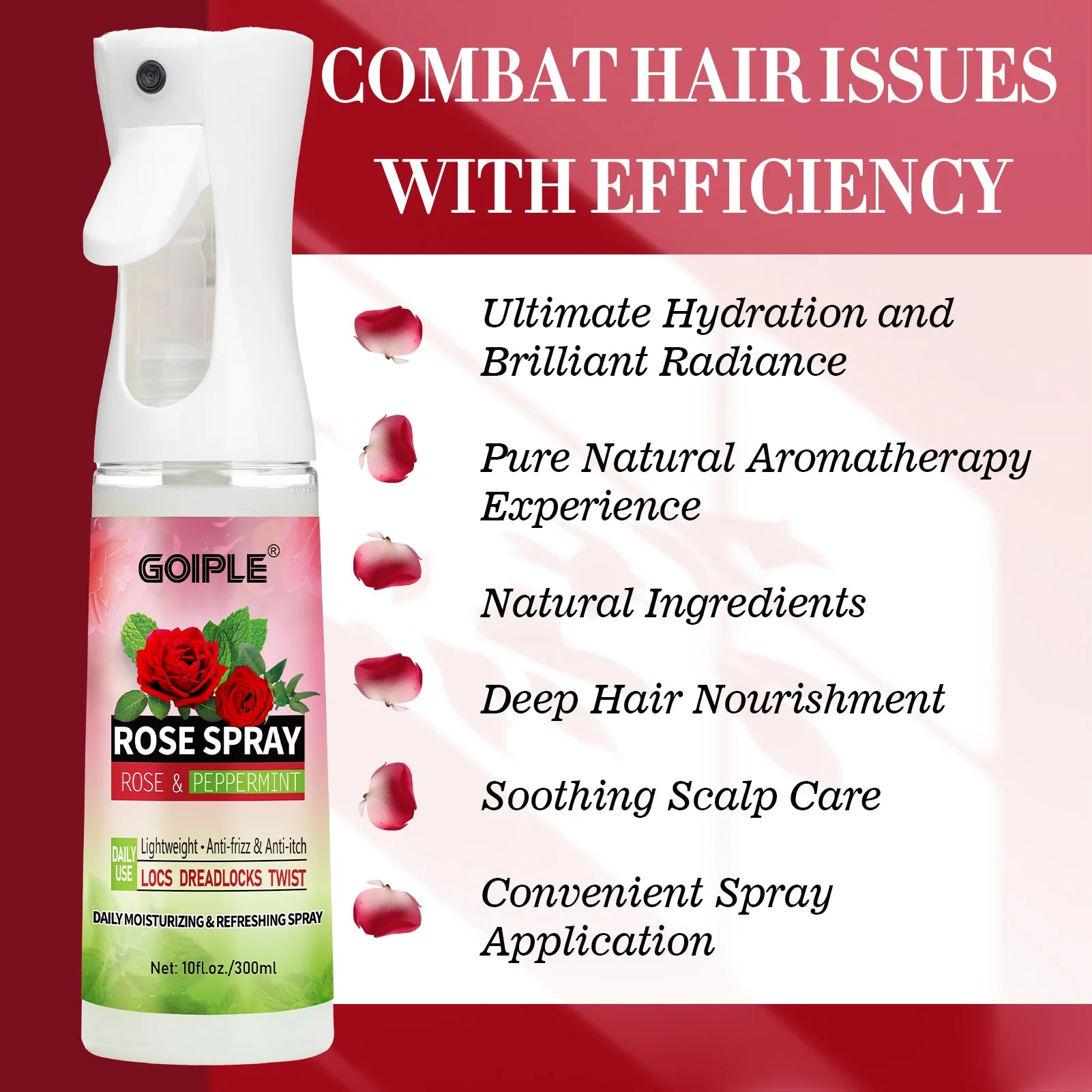 Goiple Rose Peppermint Hair Spray Anti Frizz Scalp Treatment for Locs - 4