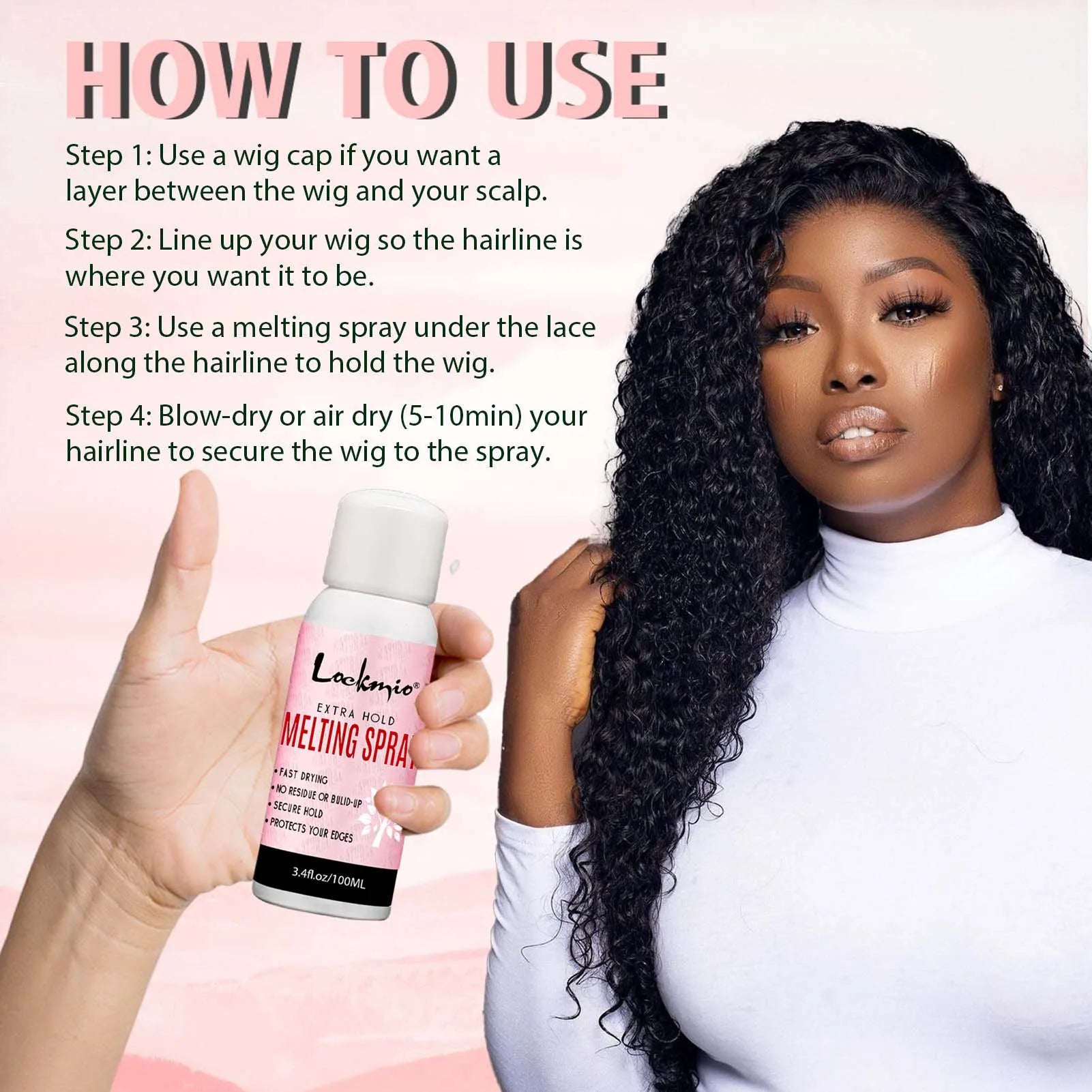Lace Wig Adhesive Melting Spray Edge Control Wax Stick and Remover Kit - 5