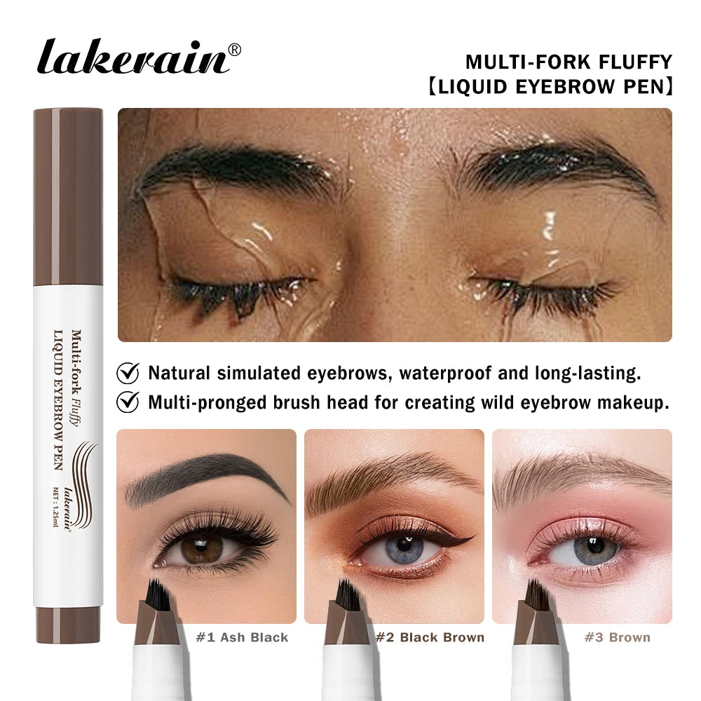 Waterproof Multi-Fork Liquid Eyebrow Pen for Natural Brows