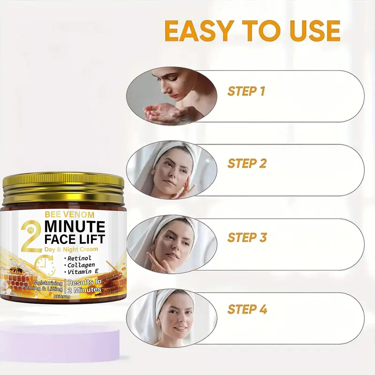 Bee Venom Anti Aging Face Cream Retinol Collagen Firming Moisturizer