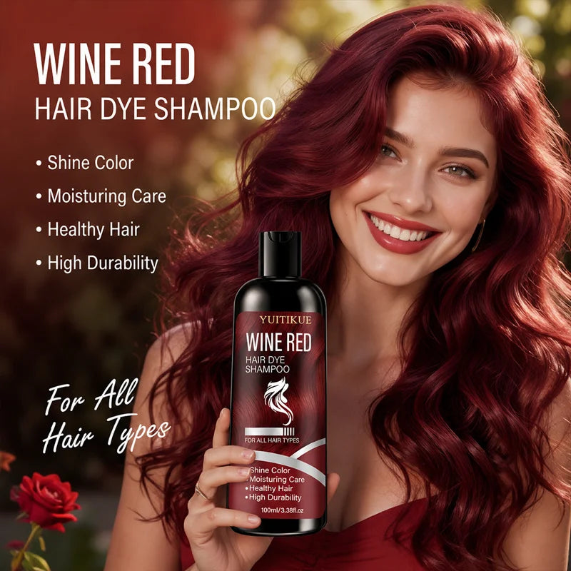 100ml Wine Red Hair Dye Shampoo Moisturizing Color Lock - 10