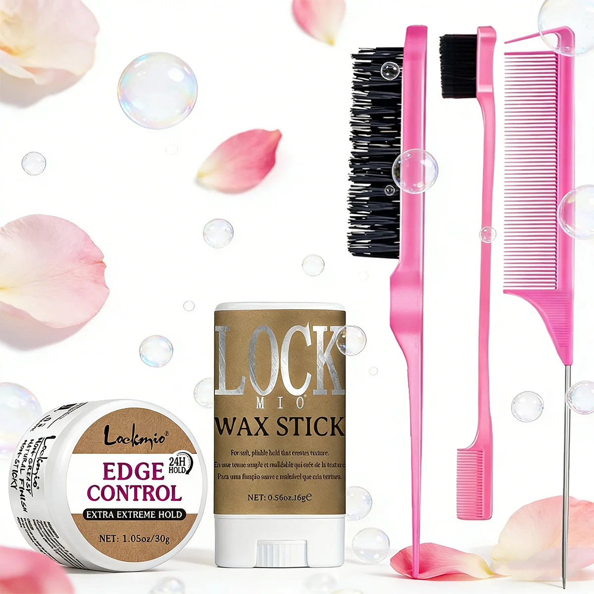 Lockmio Hair Styling Wax Stick and Edge Control Kit with Styling Tools