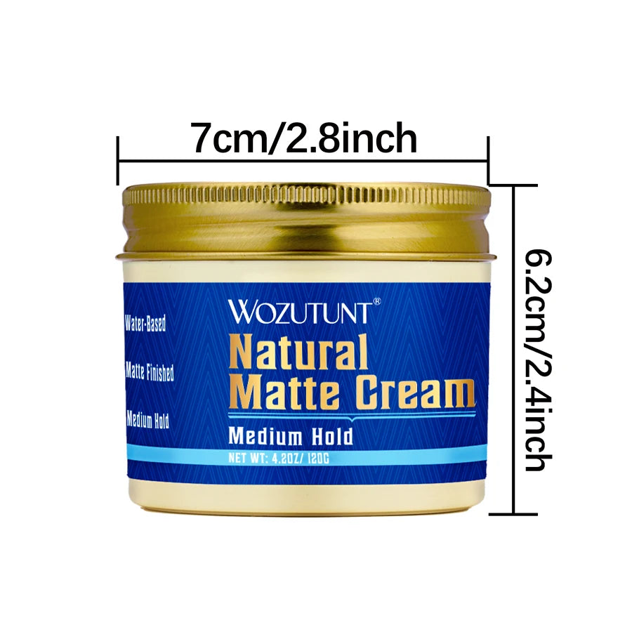 Wozutunt Mens Natural Matte Styling Cream Medium Hold Hair Clay 120g