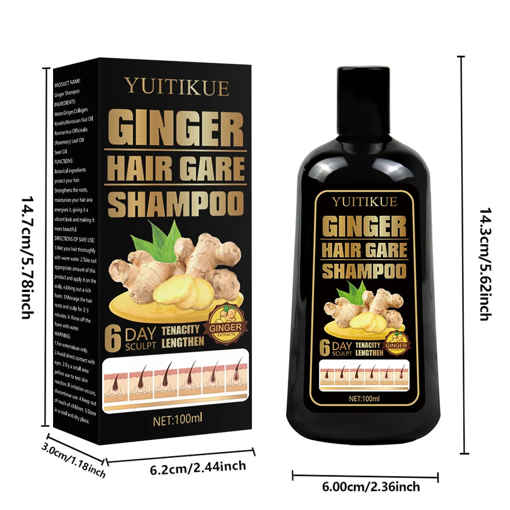 100ml Natural Ginger Hair Growth Shampoo for Dandruff and Scalp Care